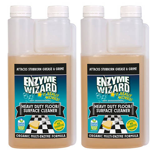 2x Enzyme Wizard Heavy Duty Floor Cleaner 1L Twin