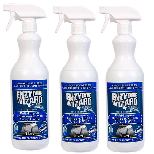 3x Enzyme Wizard Bathroom/Kitchen Spray 1L RTU