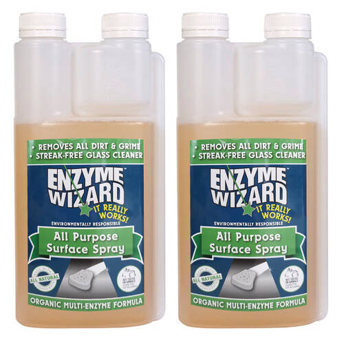 2x Enzyme Wizard All Purpose Surface 1L Twin