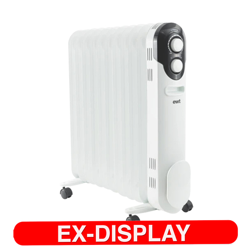 EWT Electric 2400W Oil Filled Adjustable Column Heater White Ex Display Unit