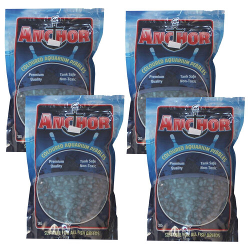 4PK Anchor Painted Coloured Aquarium Pebbles Gravel 2kg - Light Blue
