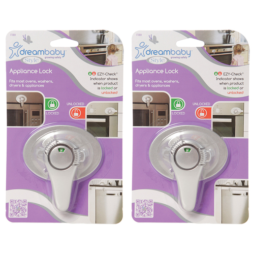 2PK Dreambaby Ezy-Check Baby Safety Swivel Appliance Lock - Silver