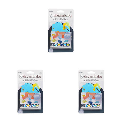 3x 10pc Dreambaby Non-Slip Bath Mats Appliques 11x19cm