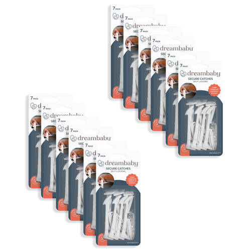 12PK 7pc Dreambaby Baby/Kids Self Locking Safety Secure Catches White