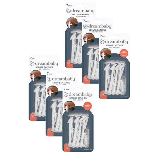 6x 7pc Dreambaby Baby/Kids Self Locking Safety Secure Catches White