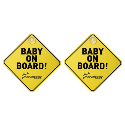 2PK Dreambaby Baby On Board Safety Car Sign Alert - Yellow