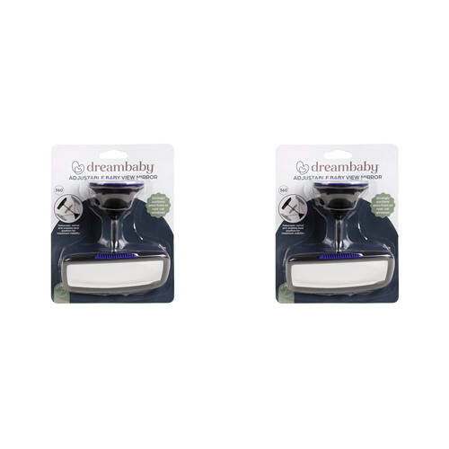2PK Dreambaby Deluxe Adjustable Baby View Mirror w/ Rotating Swivel - Black