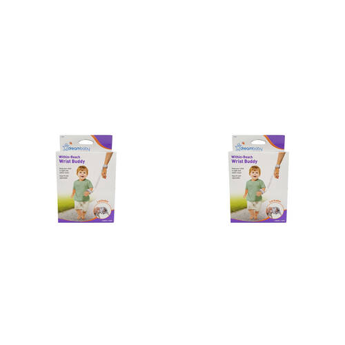 2PK Dreambaby Within Reach Wrist Buddy Kids/Toddler Harness - Grey
