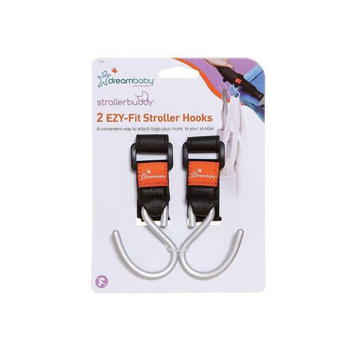 2pc Dreambaby Strollerbuddy Ezy-Fit Stroller Hooks - Silver