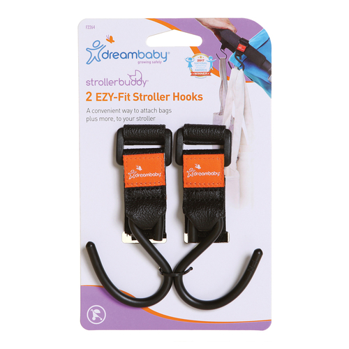 2pc Dreambaby Ezy-Fit Hooks Hanger For Stroller/Pram - Black