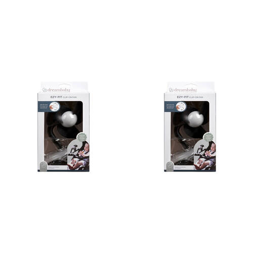 2PK Dreambaby Strollerbuddy Ezy-Fit Clip-On Fan - Black