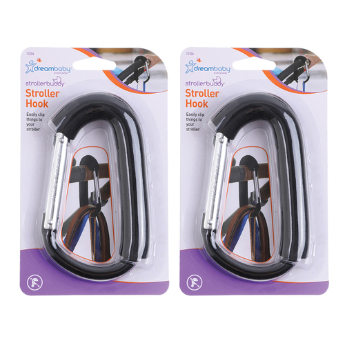 2PK Dreambaby Carry Clip Hook For Stroller/Pram - Black