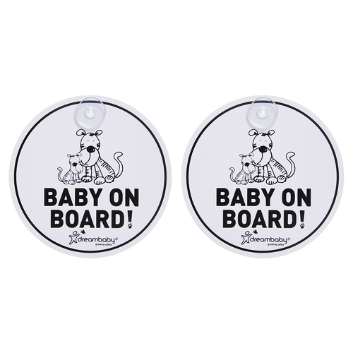 2PK Dreambaby Baby On Board Car Round Sign Tigers