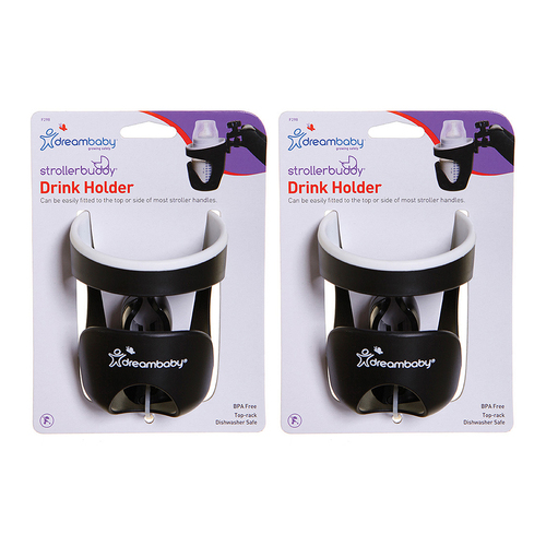 2PK Dreambaby Drink Holder For Stroller/Pram - Black/White Trim