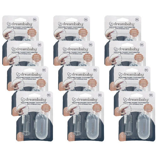 12PK Dreambaby Silicone Finger Toothbrush 10x14cm - Clear