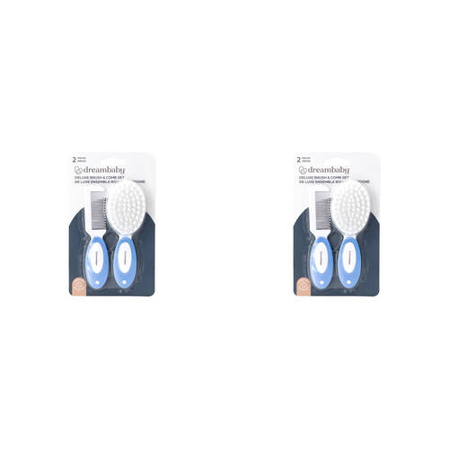 2PK Dreambaby Deluxe Brush & Comb Set Kids/Baby Grooming Kit - Blue