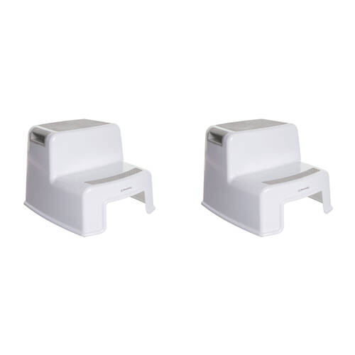 2PK Dreambaby 2-Up Safety Step Stool 33x26cm - Grey/White