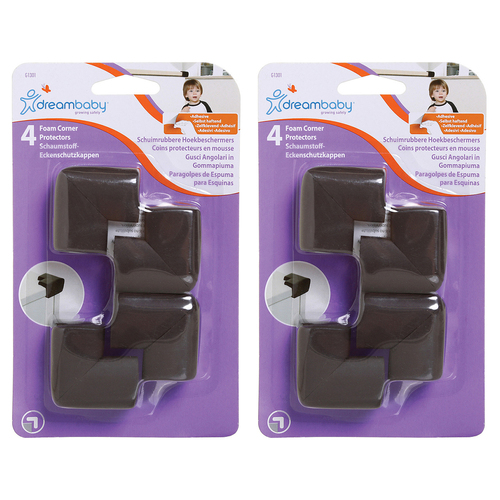 8pc Dreambaby Baby Safety Foam Corner Bumpers - Brown
