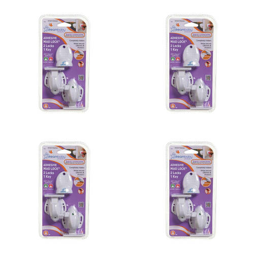 4PK Dreambaby Adhesive Magnetic Child Safety Lock 2 Locks 1 Key