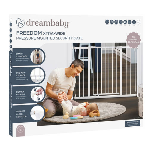 Dreambaby Baby/Kids Safety Freedom Xtra Wide Hallway Security Gate 2x94.5x76cm