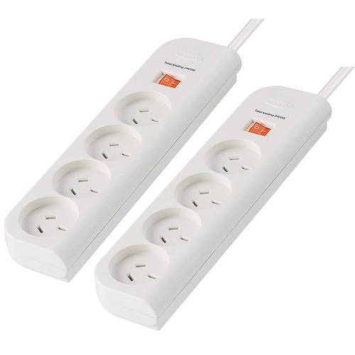 2x Belkin Power Board Surge Protector 4 Outlet 1m Cord