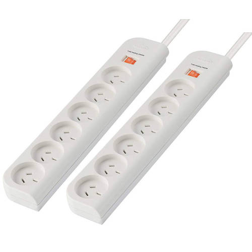 2x Belkin Power Board Surge Protector 6 Outlet 2m Cord