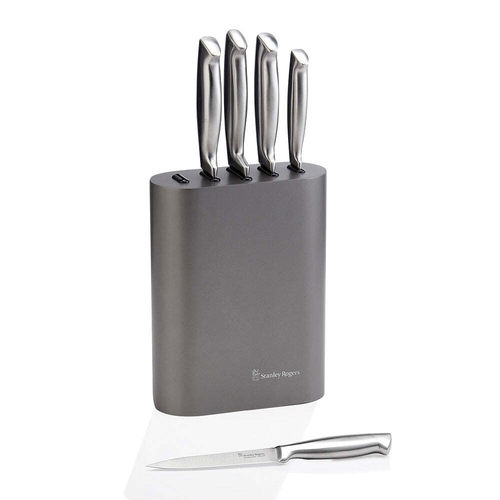 Stanley Rogers Vertical Oval Metallic Pewter Knife Black 6pc Set