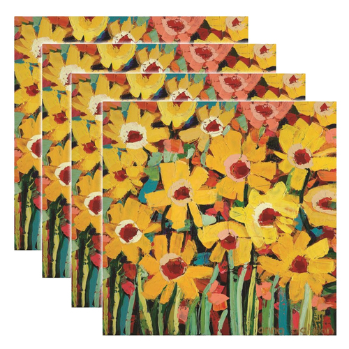 4pc Thirstystone Square Jaya's Daisies Jute Coaster Set