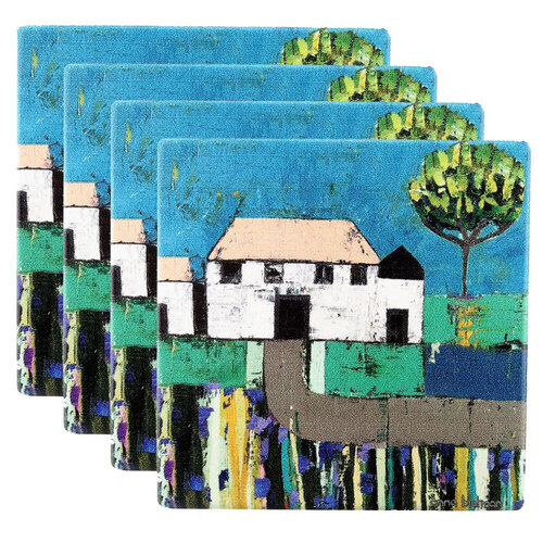 4pc Thirstystone Square Allison Road Jute Coaster Set