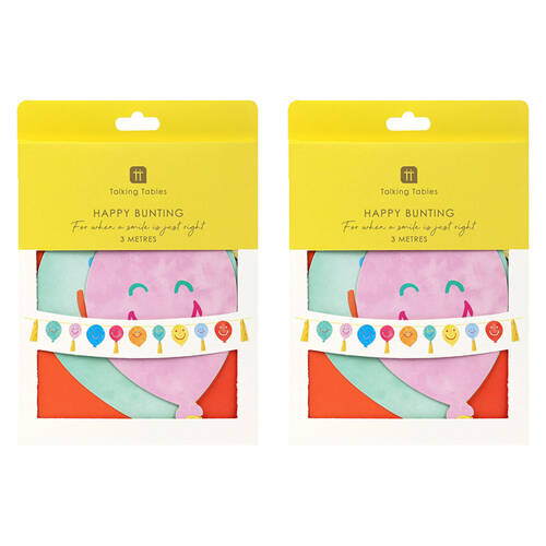 2PK Talking Tables Ballooon Shaped Garland 3m Happy Face Party Decoration
