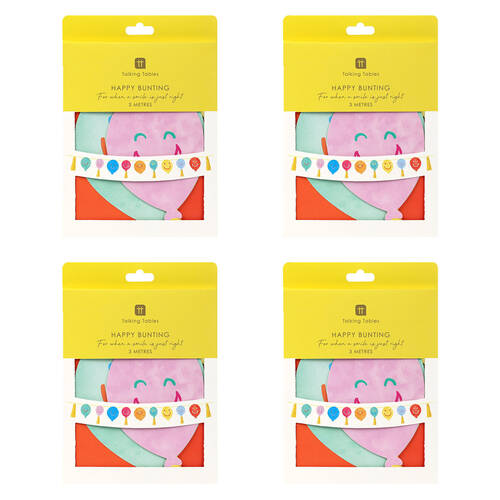 4PK Talking Tables Ballooon Shaped Garland 3m Happy Face Party Decoration