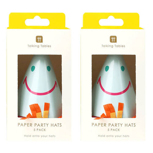 2x 5pc Talking Tables Party Hats Happy/Smiley Face Celebration Decoration