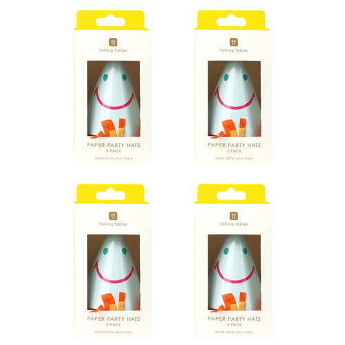 4x 5pc Talking Tables Party Hats Happy/Smiley Face Celebration Decoration