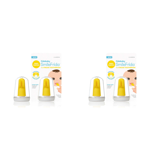 2PK Frida Baby/Infant Toddler Grooming Fingerbrush Yellow 3m+