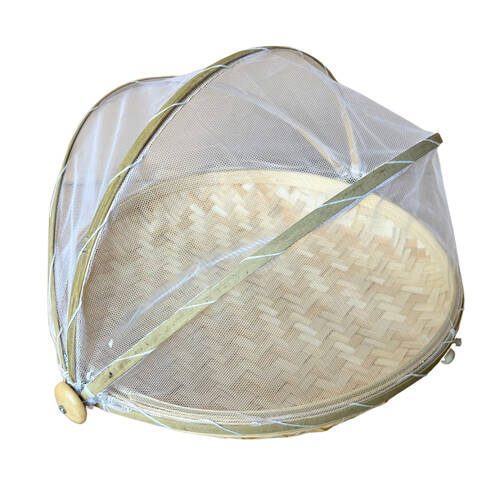 NF Living Mesh & Bamboo Cover 35x18cm Food Wood Tabletop Supplies Collapsible