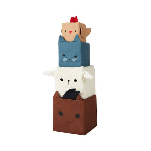 4pc Fabelab Soft Blocks Newborn Baby Sensory Tactile Activity Toy Farm Animals