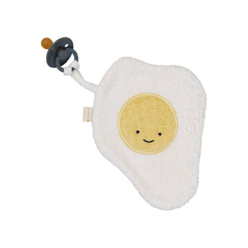 Fabelab Bamboo Cotton Baby Dummy Cuddle w/ Pacificer Fried Egg 19cm White