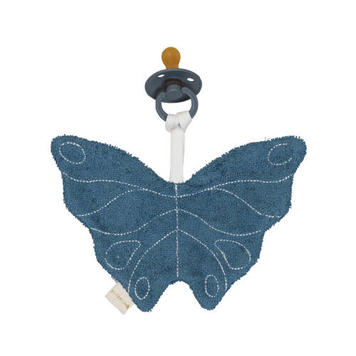Fabelab Bamboo Cotton Baby Dummy Cuddle w/ Pacificer Butterfly 19cm Blue Spruce
