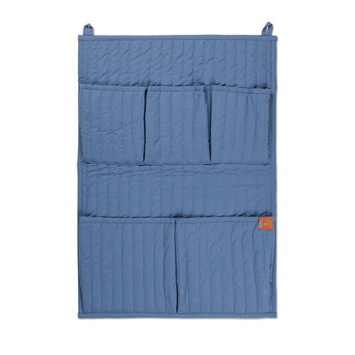 Fabelab 100% Organic Cotton Quilted Wall Pocket Storage 65cm Large Vintage Blue