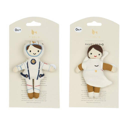 2pc Fabelab Organic Cotton Kids Toy Pocket Friend Astronaut and Moon 14cm 0y+
