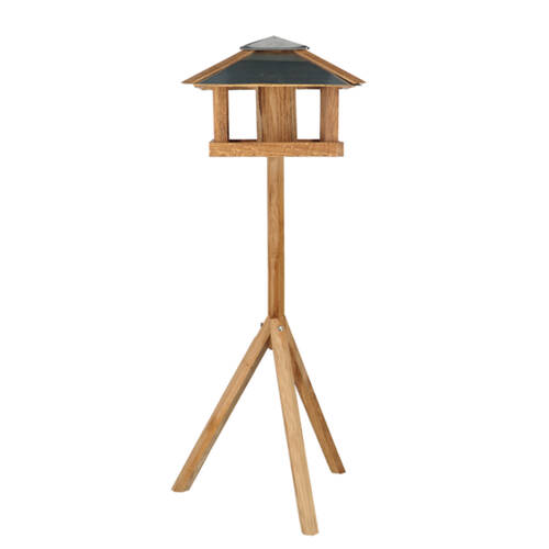 Esschert Design Freestanding Black & Oak Bird Feeder Garden Decor Square