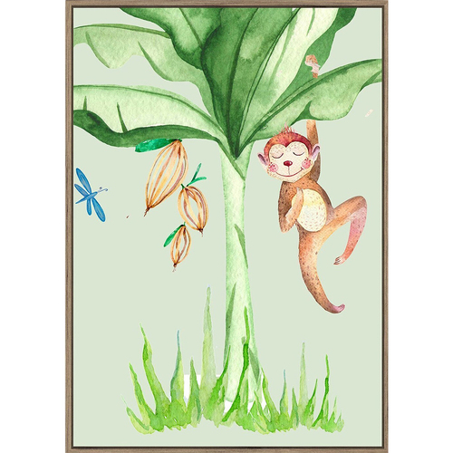 Rayell Kids 50x70cm Framed Wall Artwork Monkey & Friends - Sage Green