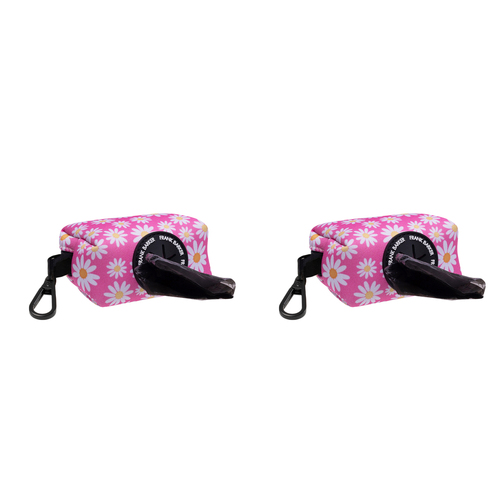 2PK Splosh Frank Barker Pink Daisies Poop Bag w/ 15 Biodegradable Bags 9cm