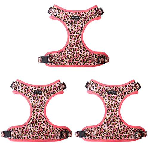 3PK Frank Barker Leopard Pet/Dog Harness Large - Pink/Brown