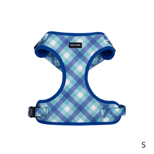 Splosh Frank Barker S Teal Gingham Dog Harness Adjustable 16cm