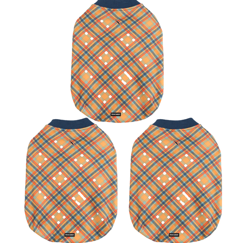 3PK Frank Barker Velvet Lined Plaid Coat Large - Orange
