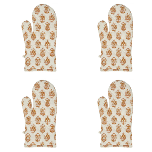 4PK Belle Sorento Paisley Single Cotton Oven Glove Mitt 32x16cm - Yellow
