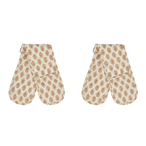 2PK Belle Sorento Paisley Double Cotton Oven Glove Mitt 90x18cm - Yellow