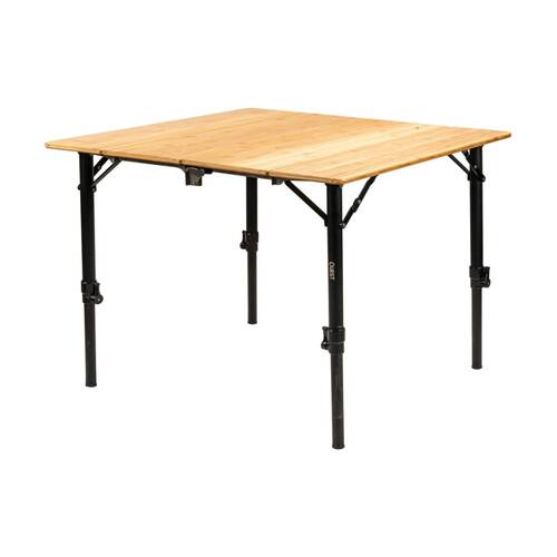 Quest Outdoors Bamboo Camp Table Adjustable Folding w/Bottleopener 90cm Medium