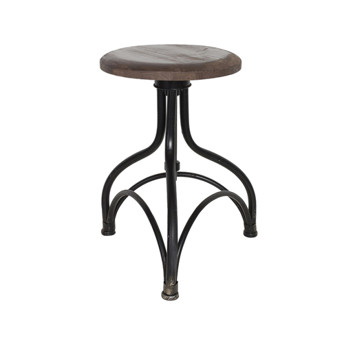 DWBH 68cm Stool/Side Table w/ Wood Top - Natural/Black